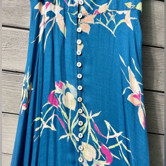 NWT Kimchi Blue Urban Outfitters La Playa Teal Floral Maxi Dress Sz 10 - Picture 9 of 15